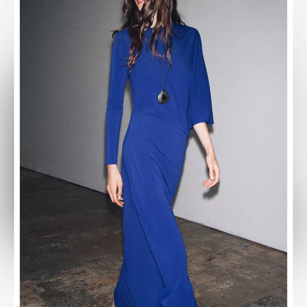 Zara NWT blue asymmetrical long dress 5039/471